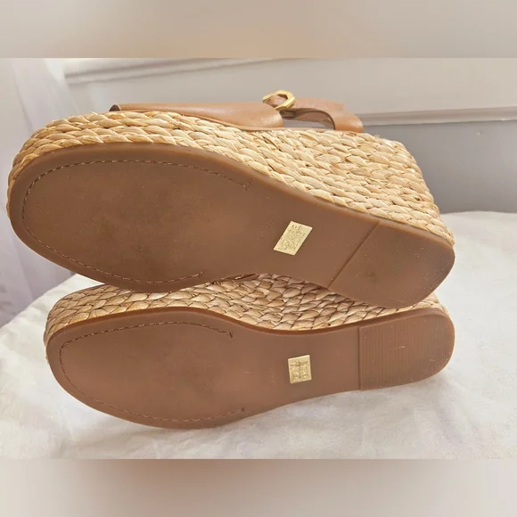 Louise et Cie Paley Leather Braided Straw Wedge Sandals 7.5 - Picture 4 of 12